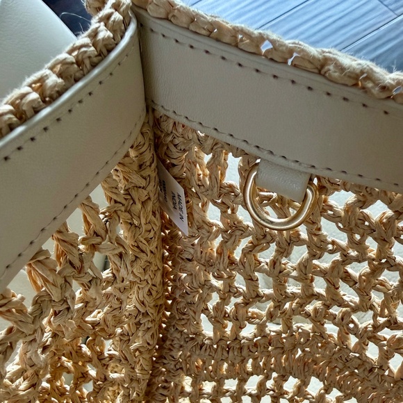 Authentic Tory Burch Womens Ella Large Natural Raffia Crochet Tote Bag - Picture 8 of 9